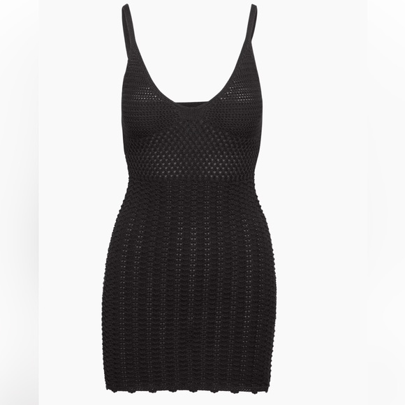 Black crochet Aritzia Evie mini Dress - Picture 1 of 4